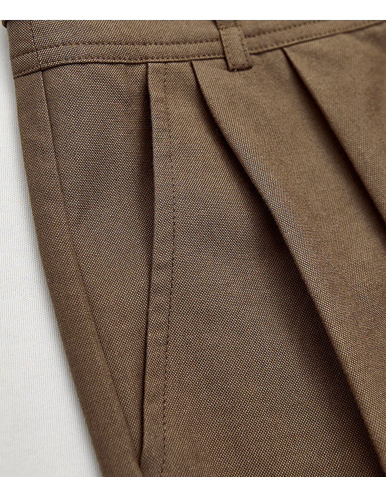 阔色小个子高腰设计感休闲裤女2022新款夏季宽松显瘦直筒裤子浅棕色xl