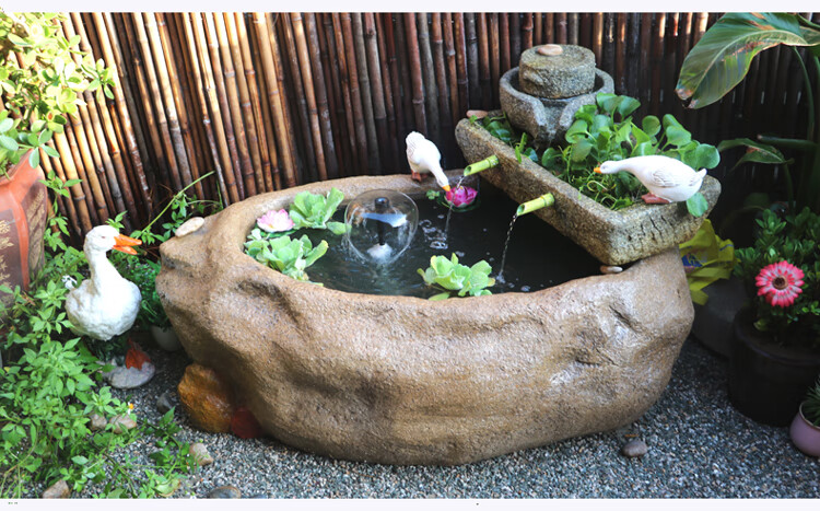 流水景觀魚池魚缸水池陽臺庭院花園室外露臺裝飾造景擺件l484單魚池