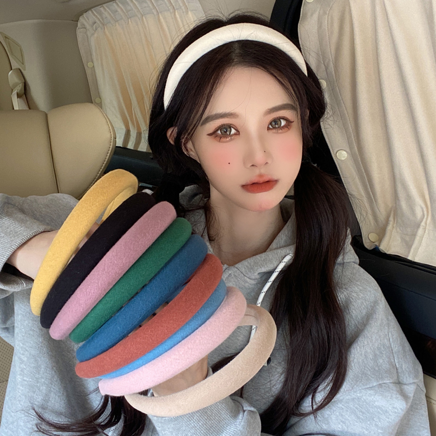 海绵发箍高颅顶秋冬洗脸头箍复古港风网红2021年压发发捆发卡3黑色