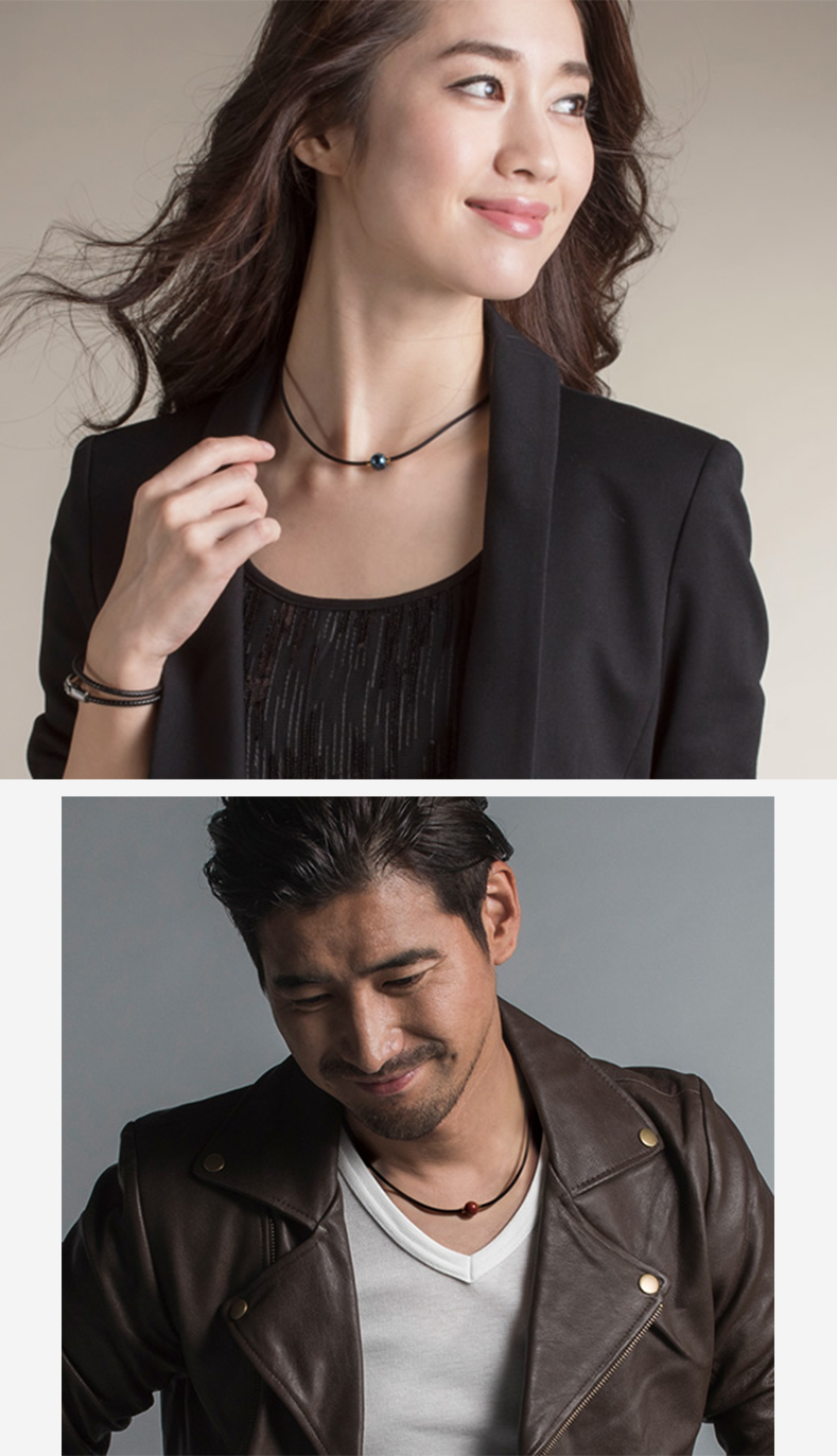 日本水溶钛项环运动项链美钛克颈椎圈经典组合款蓝球45cmv型黑50cm