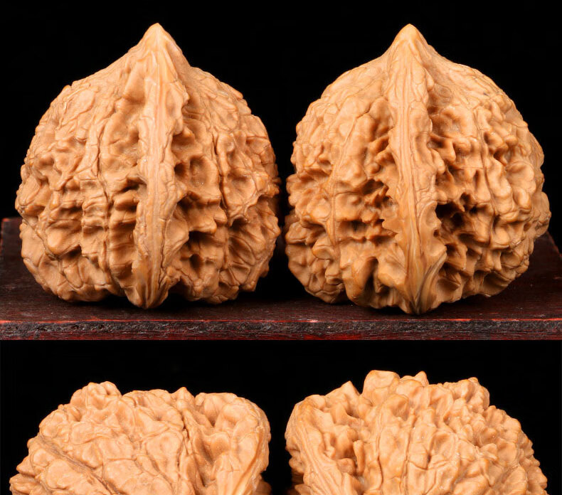 文玩核桃手玩50mm王勇官帽核桃特大男士盘玩手把件核桃把玩麒麟纹 色