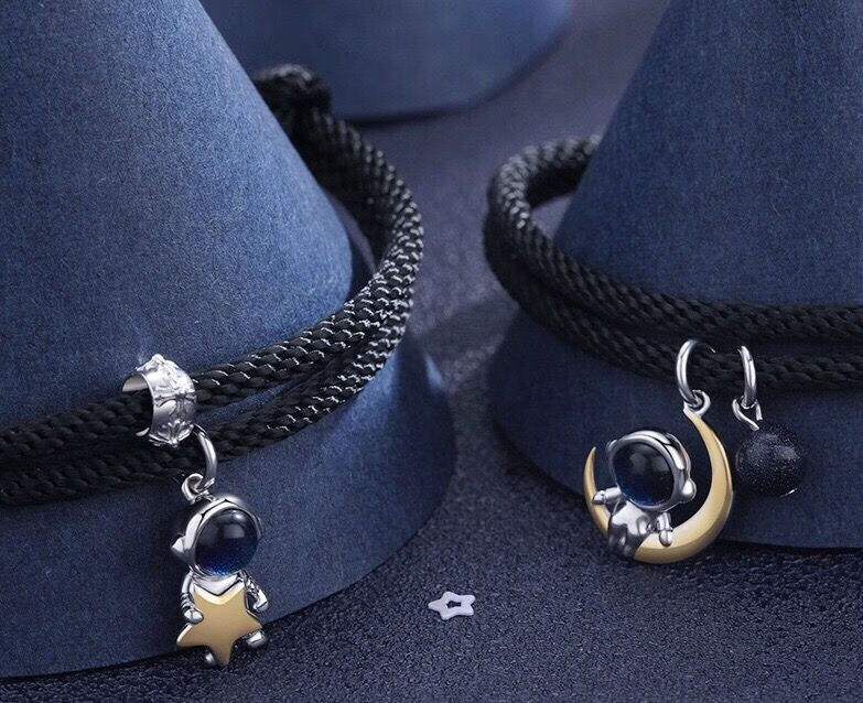 ck宇航员情侣手链925男女一对款小众设计感编织手绳送女友七夕礼物