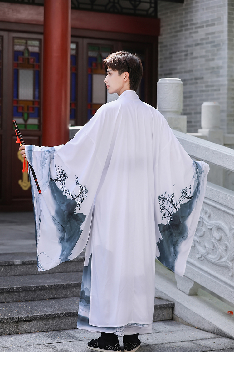 绘自然汉服男古风白色魏晋男装侠客书生大码古风男士仙气飘逸霸气古装
