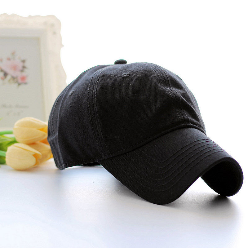 潮韩版男士女士四季通用纯棉棒球帽鸭舌帽春夏秋冬季黑色帽子弯檐黑色