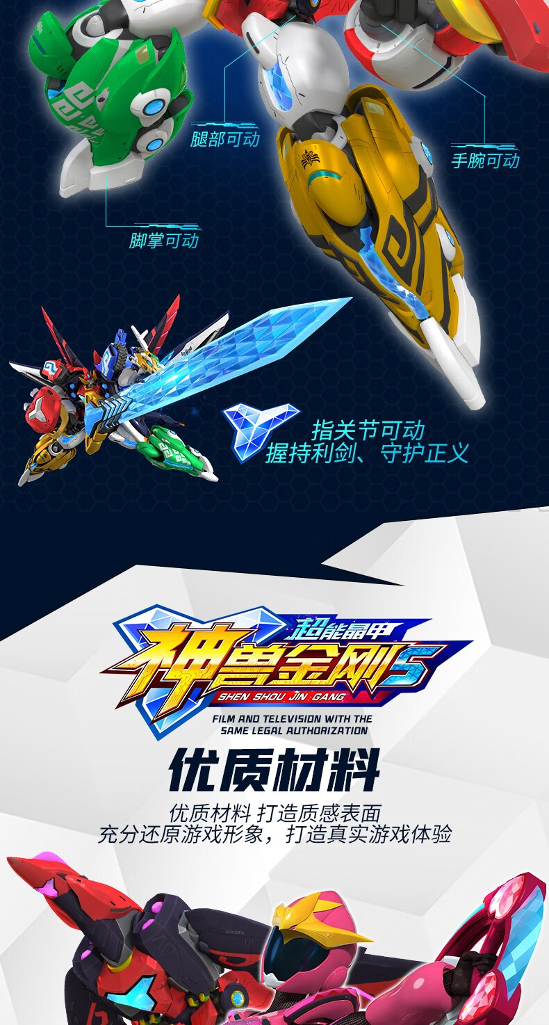 全套变形神兽金刚儿童玩具机器人男孩 圣虎金刚【带夜光效果】【图片