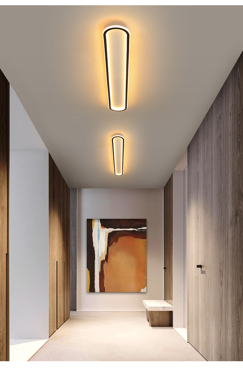 长条过道灯走廊灯创意led吸顶灯玄关阳台灯轻奢入户灯具现代简约黑色