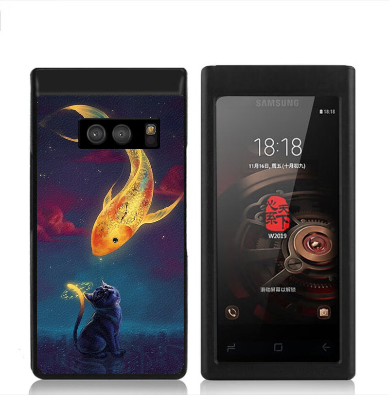 奕冉三星翻盖w2019手机壳galaxyw2019镜头全包保护套时尚中国风心系