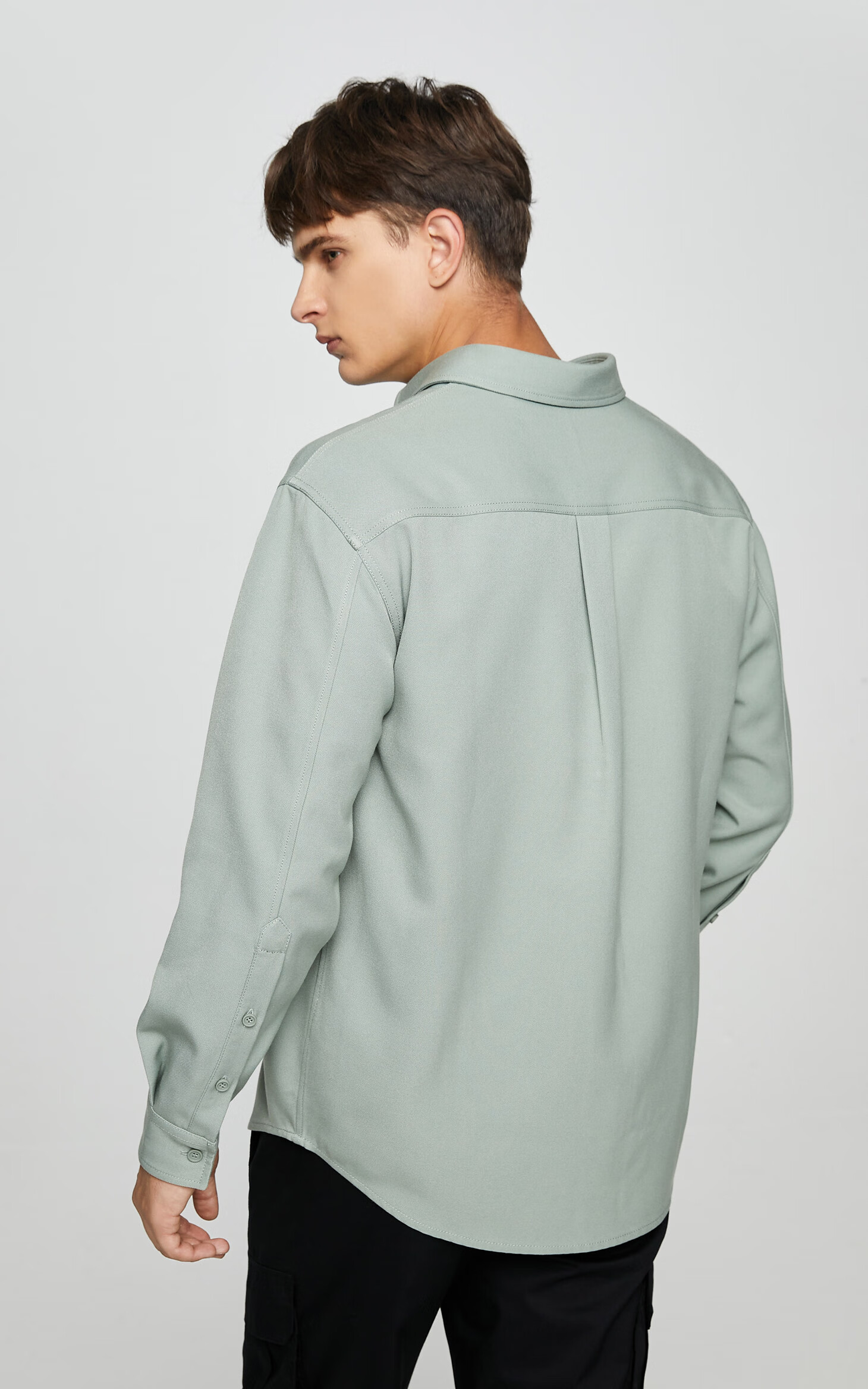 selected思莱德新款明线胸兜潮流落肩休闲长袖衬衫男s420405002 漂