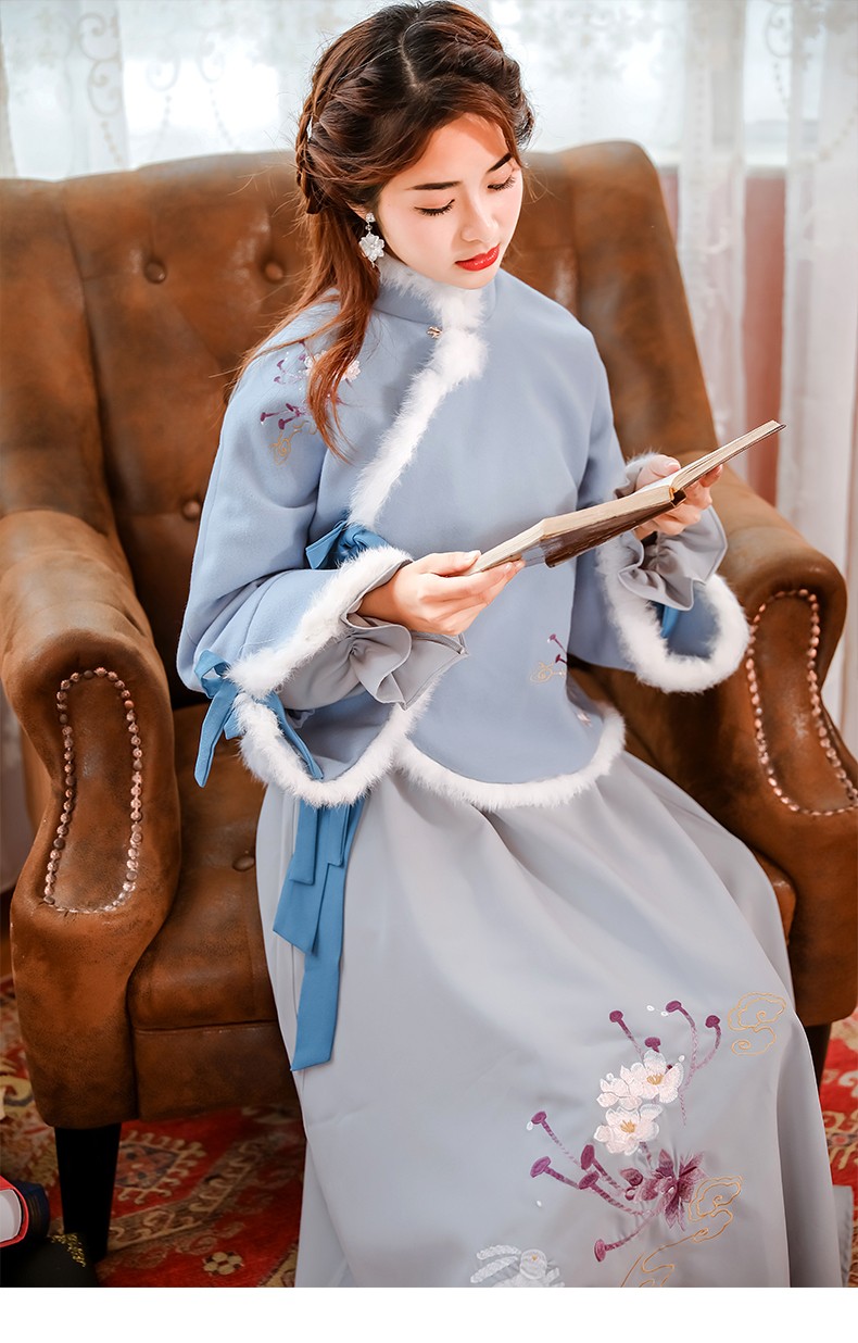澳利西汉服冬装女加厚保暖改良古装加绒唐装女秋款中国风民国风古风