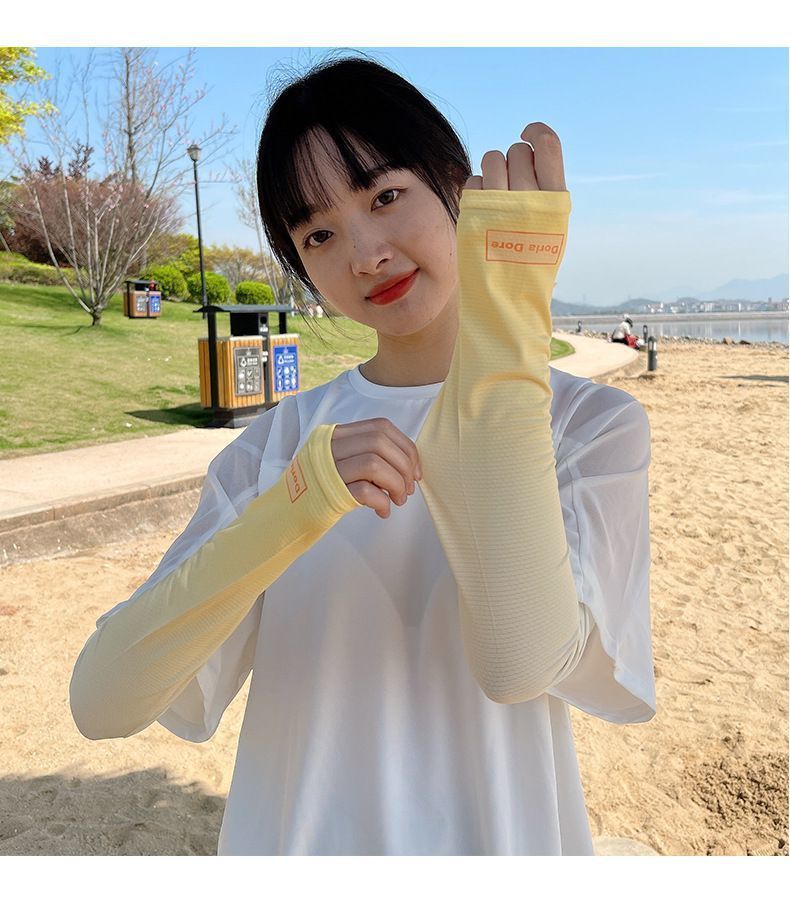 水袖防晒韩版百搭时尚防晒渐变冰丝袖套女夏季户外旅游开车手袖黑色