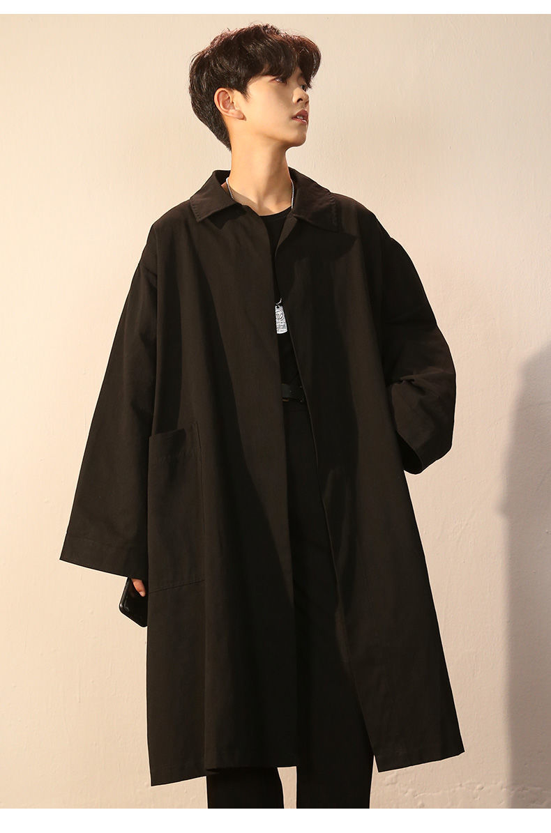 秋冬新款毛呢大衣外套男秋冬加绒三件套帅气男生暗黑系一套衣服韩版