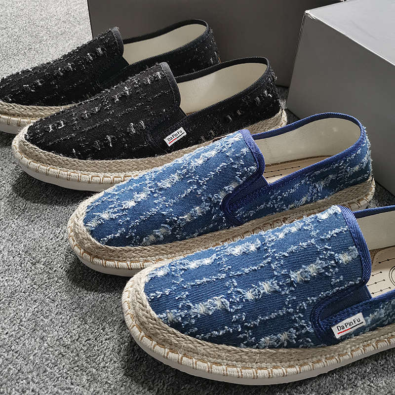 渔夫鞋男男士麻料渔夫鞋夏季透气软底一脚蹬开车低帮鞋舒适透气休闲鞋