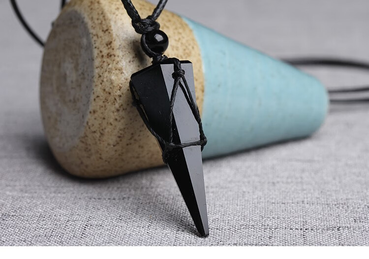 牧思天然水晶黑曜石吊坠星空灵摆情侣毛衣项链长款男士女时尚森系饰品