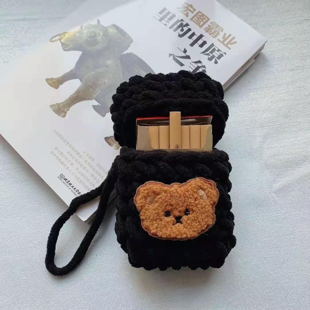 神采奕奕手工编织软硬烟盒套翻盖套毛线diy材料包针织香1烟盒送男朋友