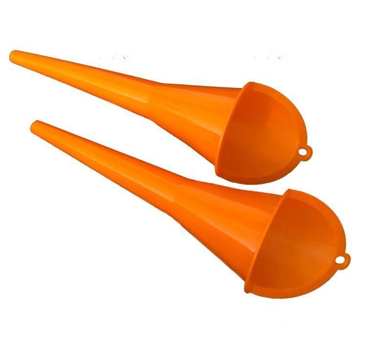 加油长嘴漏斗免手扶漏斗家用塑料加厚漏斗 橙色直竿加大漏斗3个【图片