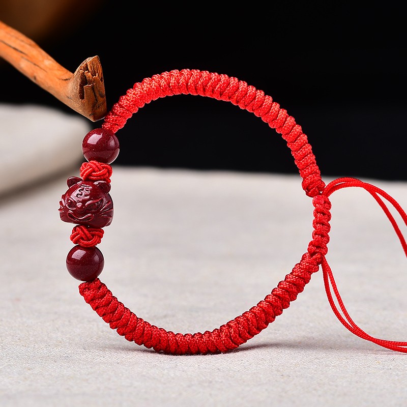 馨毅2022虎年本命年红绳手链男生肖属虎朱砂手串女开运礼物转运饰品8
