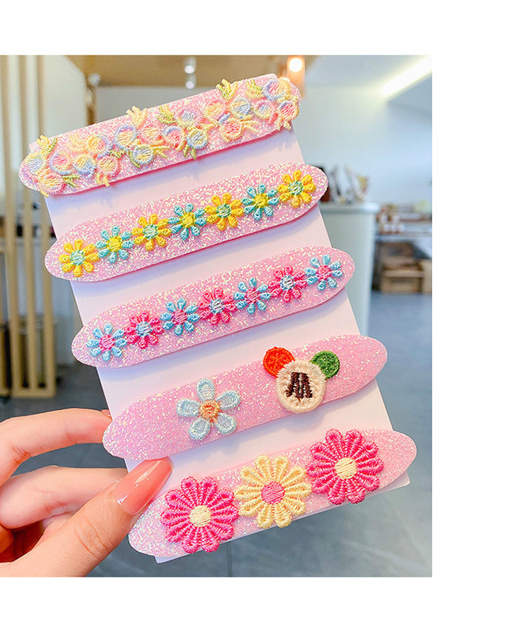 5个装夏季儿童魔术贴发饰女童小女孩后脑勺碎发神器头饰发卡 5#花朵