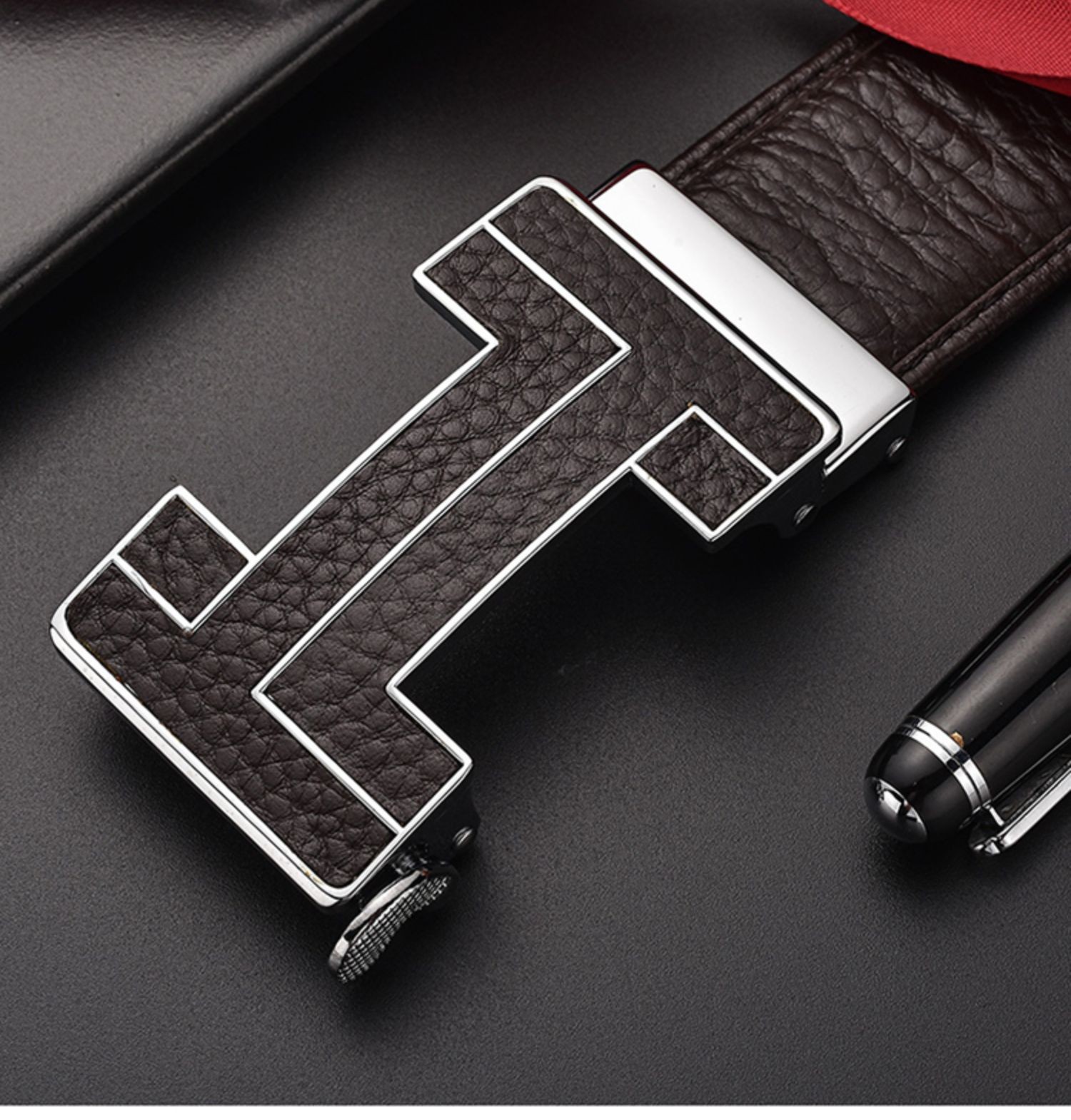 皮尔卡丹男士皮带真皮休闲h扣自动扣腰带潮男青年头层牛皮裤腰带2021