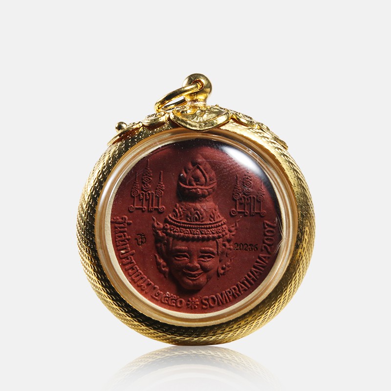 泰国佛牌鲁士鎏金壳挂件正牌象真品大小模项链吊坠小模红色底