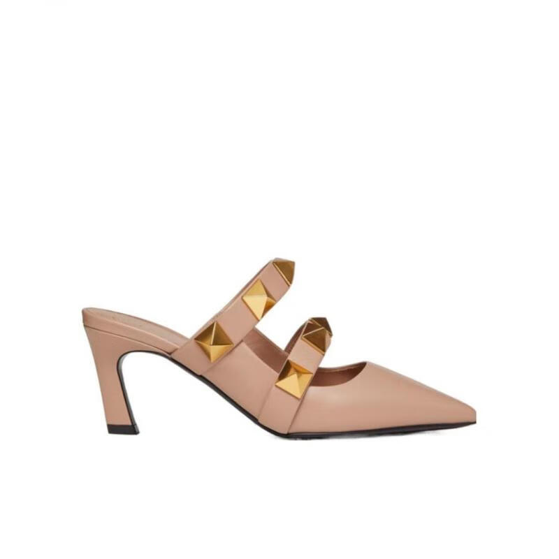 valentino华伦天奴 高跟鞋女士奢侈品铆钉穆勒高跟鞋 gf9 eu-35.