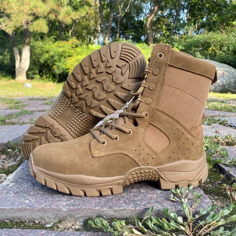 新式21式棕色作战靴头层牛皮户外战术沙漠防水防穿刺作训靴火箭靴