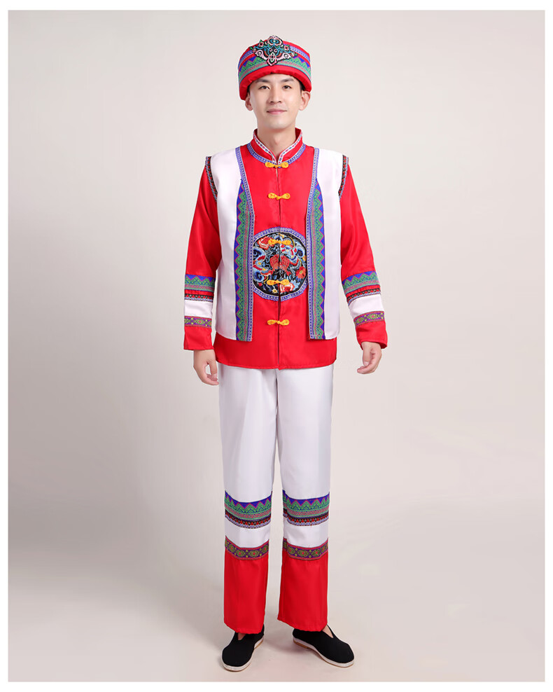 贵州苗族服装男三月三少数民族服装成人舞蹈演出服傣族广西壮族服饰