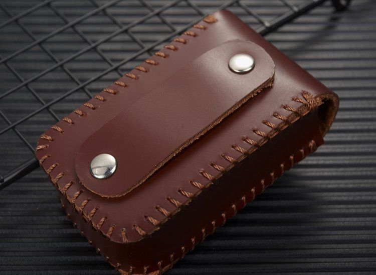 手工制作头层牛皮折叠眼镜盒真皮套便携式折叠眼镜包穿皮带折叠眼镜盒