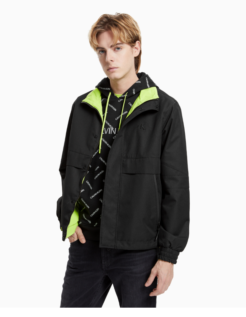 ck jeans秋冬新款男士立领两面穿外套拉链背后印花休闲单夹克j319231