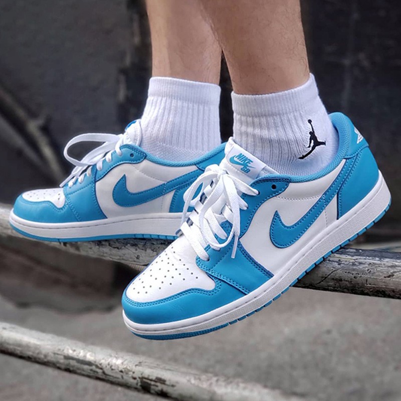 潮耐克nikeairjordan1lowaj1粉紫鸳鸯北卡蓝马卡龙男女鞋低帮篮球鞋dj