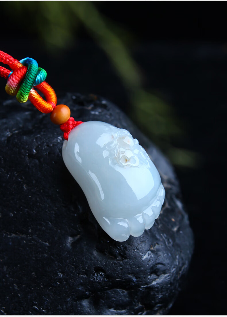 款小脚丫玉坠佛足蜘蛛挂件宝宝儿童天然玉石a货z11001知足常乐单个