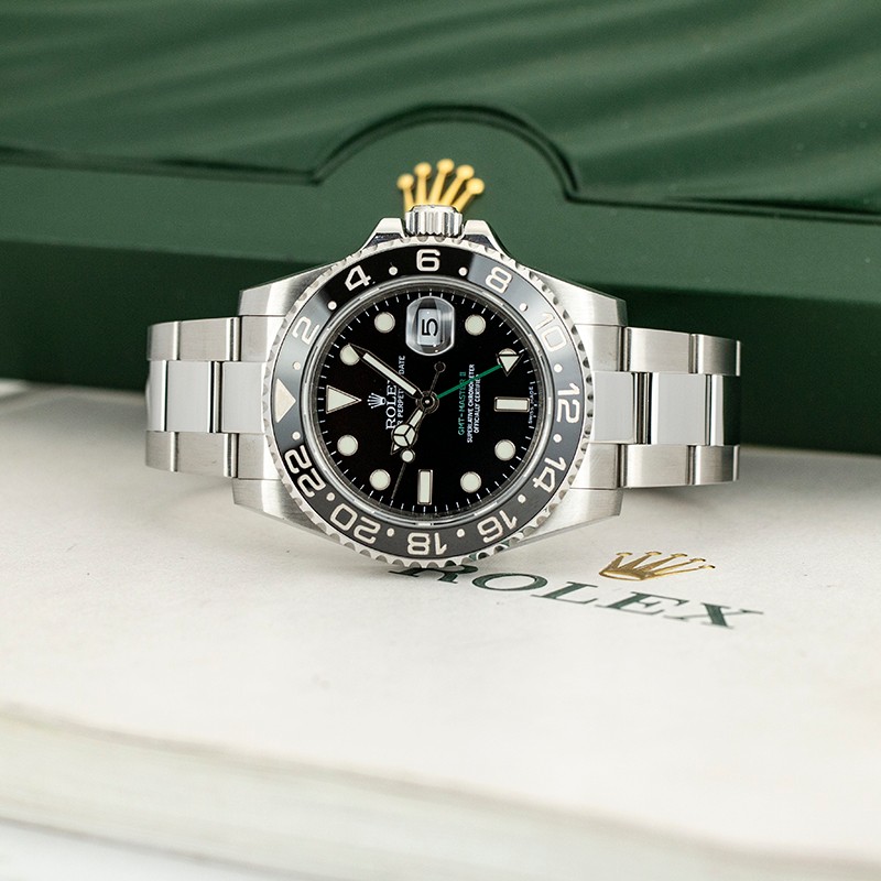 二手95新】劳力士格林尼治系列精钢自动机械gmt双时区男士手表116710