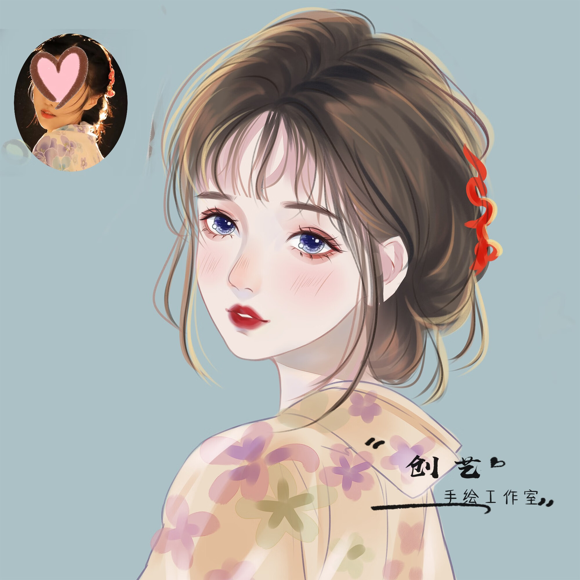 微信头像设计 手绘头像定制原创水晶风画师约稿漫画卡通设计情侣照片