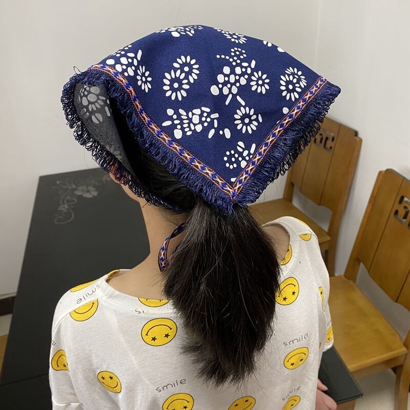 民族风碎花成人头巾江南蓝印花布农家乐采茶女头饰东北大花广场舞