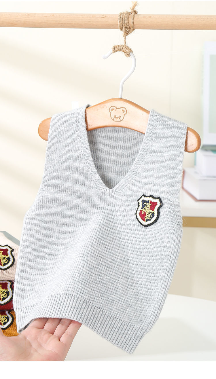 加绒加厚儿童毛衣背心马甲保暖加绒坎肩针织衫套头毛线婴儿男童装06
