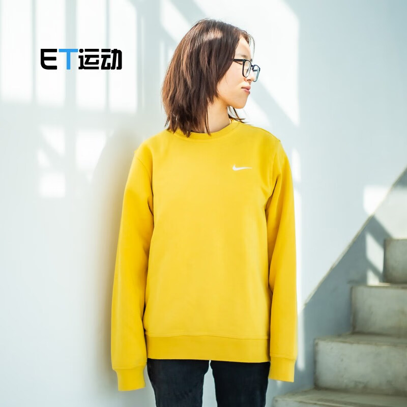 耐克(nike)swoosh刺绣logo男子春季加绒圆领套头运动长袖卫衣91660