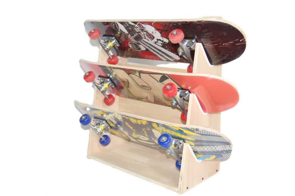 滑板架收纳陈列架双翘长板滑雪板鱼板落地摆放架通用展示架 黑色4层