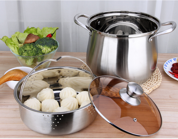 汤锅加厚304不锈钢大容量复底煮面锅煲粥锅电磁炉燃气通用特高锅直径