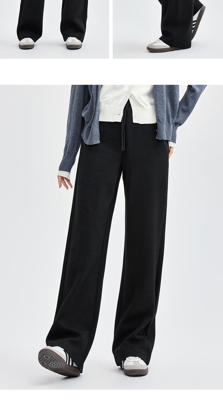Giordano Women's Sweatpants, Flowy Glutinous Rice Pants with Straight Pockets, Elastic Waist Soft And Chewy Long Pants 05414854 13