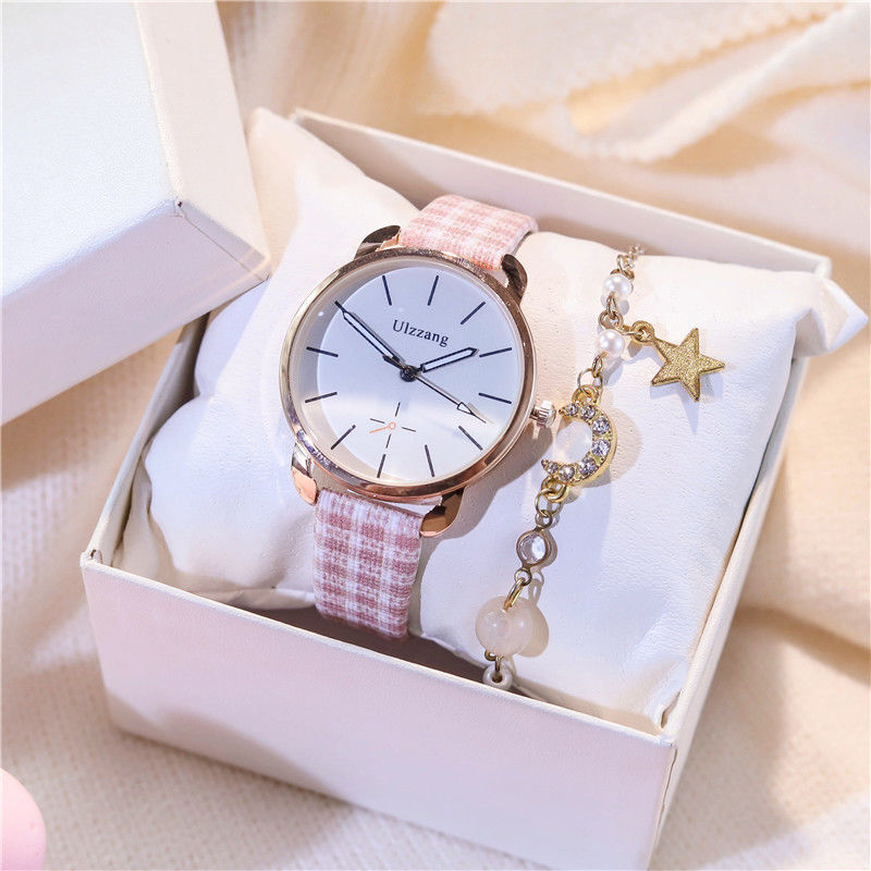 独角兽手表女ins风2021年新款韩版简约皮带初中学生夏季小众设计蓝白