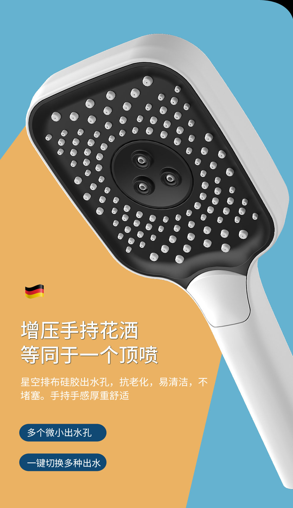 免费安装德国gohu卫浴白色花洒欧式浴室数显恒温淋雨淋浴花洒套装全铜