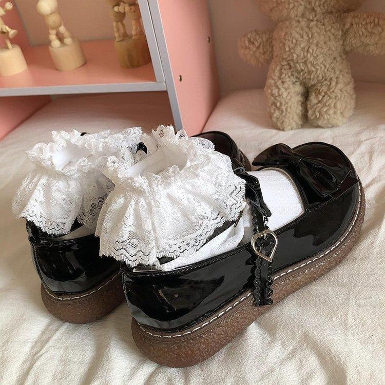 lolita圆头日系百搭制服鞋白色小皮鞋女大头蝴蝶结娃娃lo鞋玛丽珍鞋