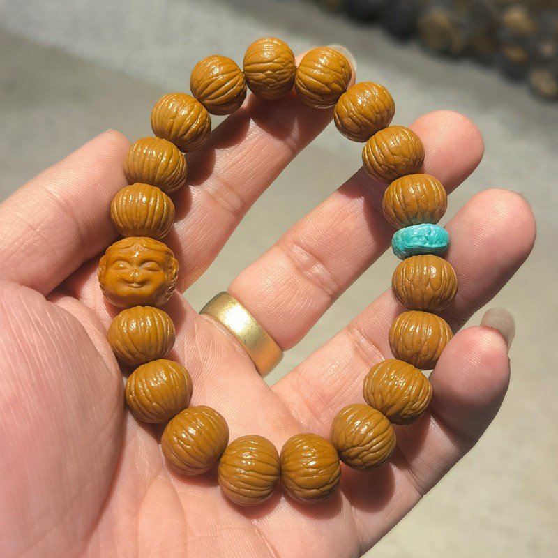 豪珠大圣猴头核桃单颗定制小萌猴子雕刻工艺品搭配饰顶珠16cm