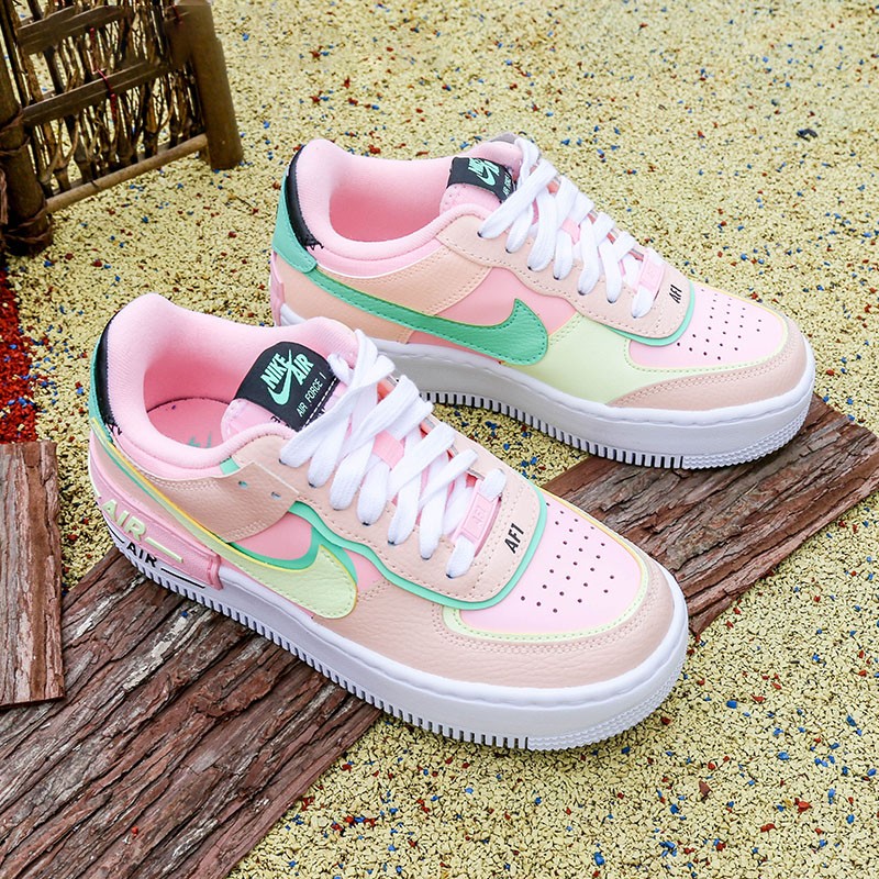 af1耐克板鞋女鞋空军一号air force 1米白棕 黑黄粉马卡龙像素休闲鞋
