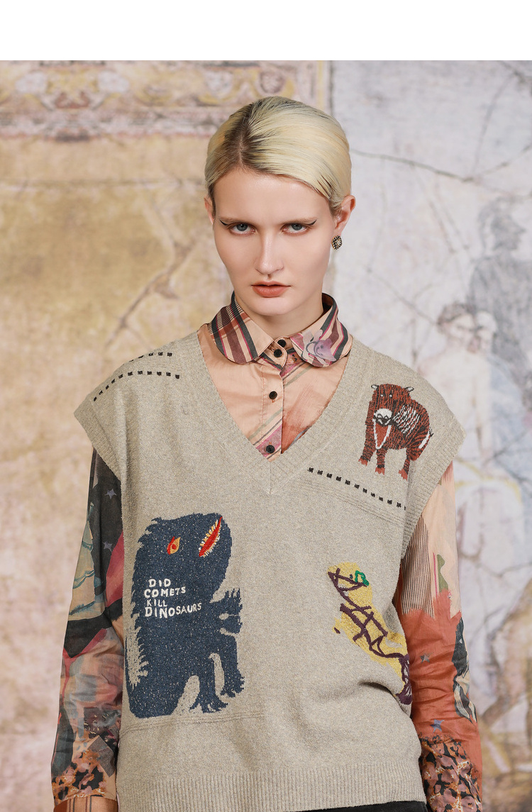 达衣岩柔软无袖针织上衣2021秋季新款时尚外搭毛衫马甲女远行卡其s