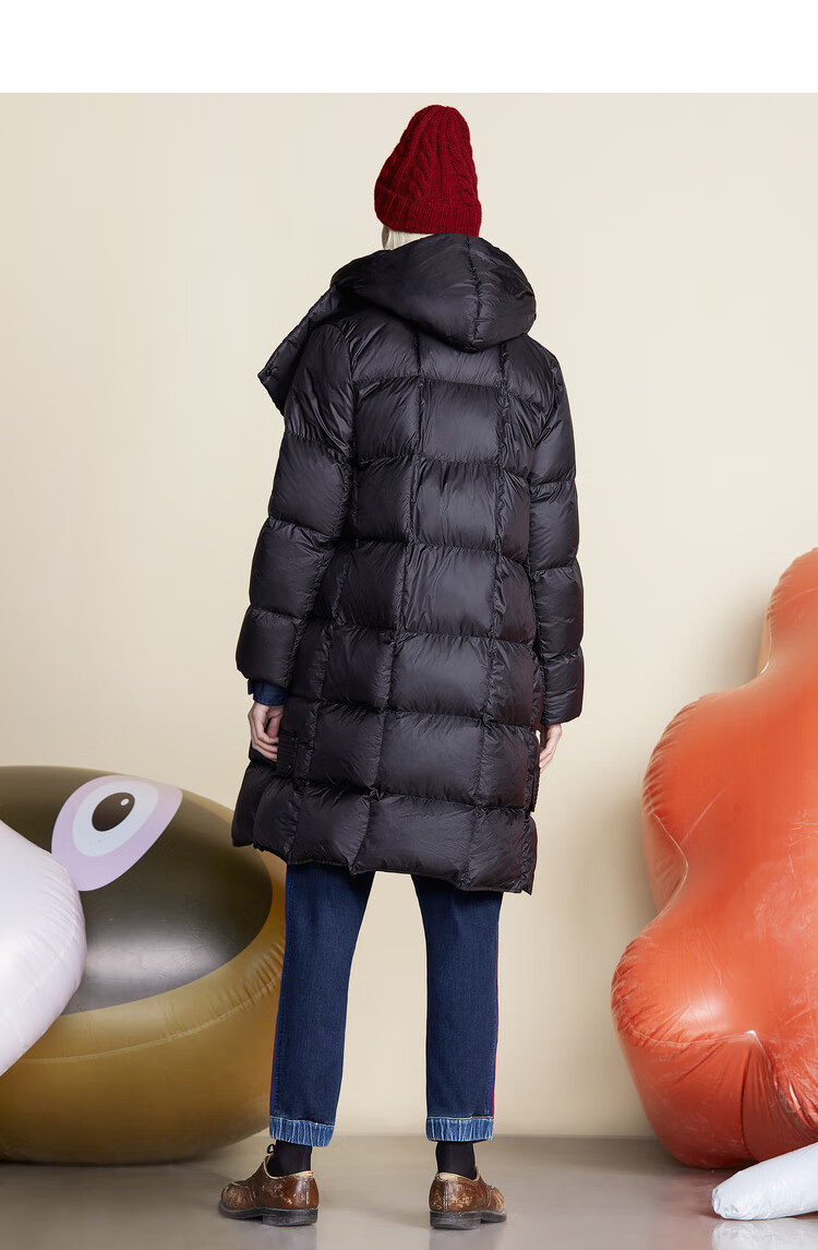 达衣岩时尚基础长款羽绒服2021冬季新款羽绒外套孤帆本白xs