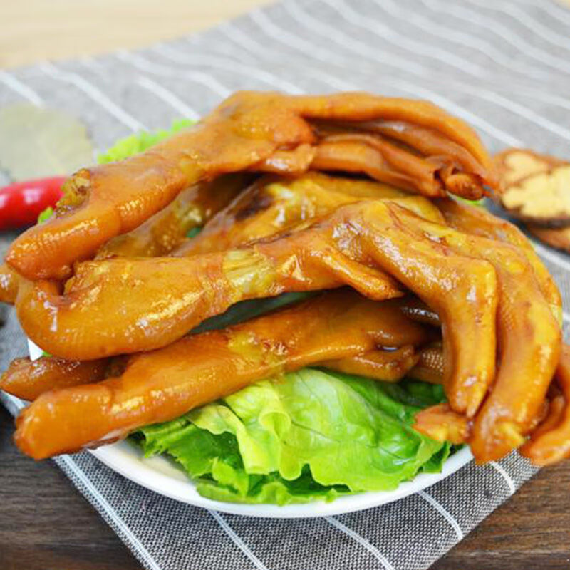 骥洋脆皮鸭掌酱卤泡鸭爪卤鸭脚小包装美味办公室休闲零食脆皮鸭掌500g