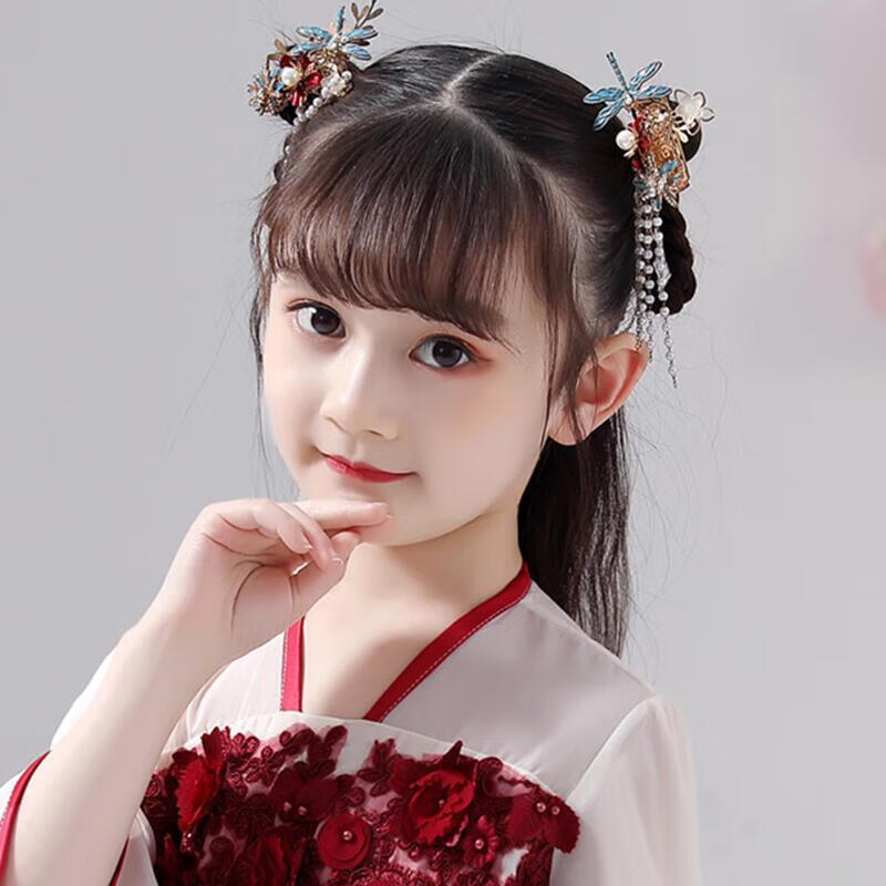 麦可伊儿童汉服头饰步摇流苏步摇发饰发夹小女孩古装配饰女童复古风
