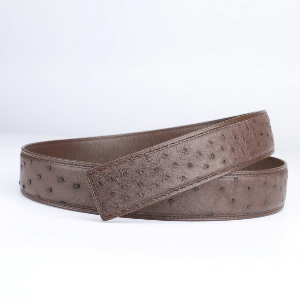 男士皮带奢侈品皮带条南非鸵鸟皮皮带男士稀有皮腰带针扣板扣无头柔软