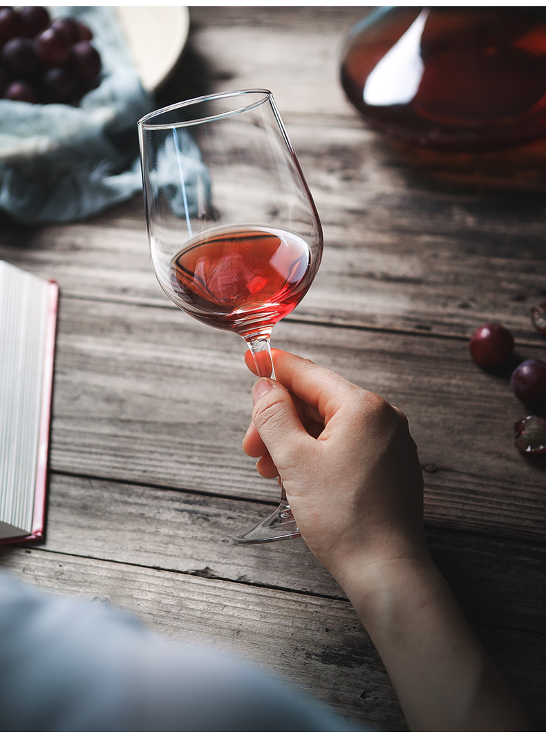 乐美雅红酒杯套装家用钢化水晶玻璃高脚杯创意葡萄酒杯6只250ml送醒酒