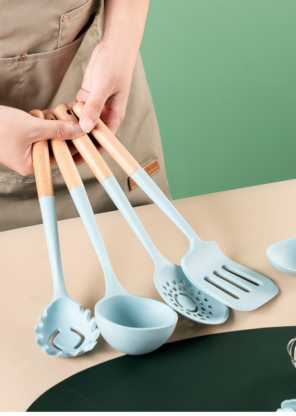 onlycook 家用硅胶铲厨具 厨房不粘锅锅铲 炒菜铲子汤勺漏勺饭勺油刷